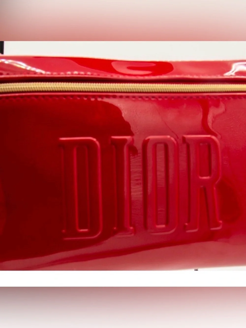 Dior Beauty✨❤️💛⭐️GWP Red Patent Cosmetic Pouch with Embossed Logo